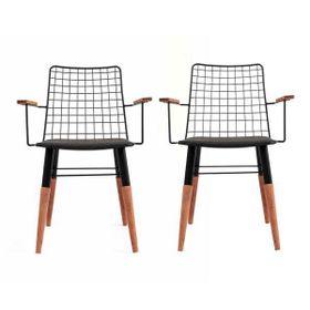 Akın Lüx 78x58x59 cm Siyah Nehir Kollu 2'li Sandalye