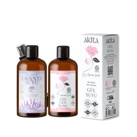 Akita % 100 Doğal Gül Ve Lavanta Suyu Cam Şişe 2X100mL