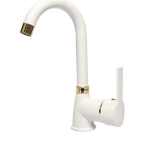Akm Dekor Beyaz Gold Hat Lavabo Bataryası