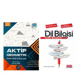 Akm Kitap - Aktif Öğrenme TYT AYT Geometri 0'dan Başlayanlara ve AKM Dil Bilgisi 2 Kitap Soru Bankası Seti