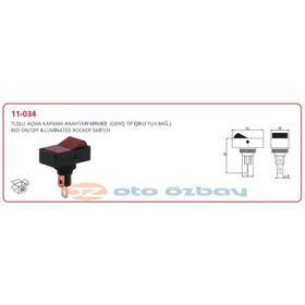 Aksa 11-034 Aç/Kapa Kırmızı Işıklı Tuşlu Anahtar