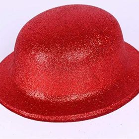 Aksell Kırmızı Renk Yuvarlak Simli Plastik Parti Şapkası