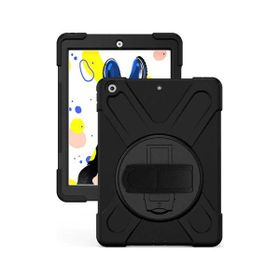 Aksesuarcım Apple iPad 10.2 2021 9. Nesil Silikon Standlı Askılı Zırh Tank Def - Siyah Kılıf