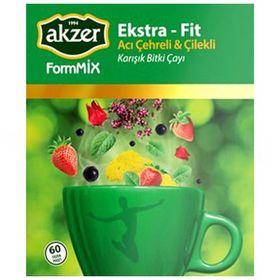 Akzer Ekstra Fit Acı Çehreli ve Çilekli 60'lı Çay