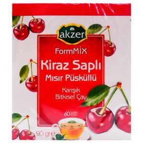 Akzer Kiraz Saplı Mısır Püsküllü Bitkisel Form Çayı 60 Süzen Poşet