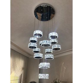 Ala Lighting 304 Krom Paslanmaz Ledli Plaket Kristal Taş İşlemeli Avize