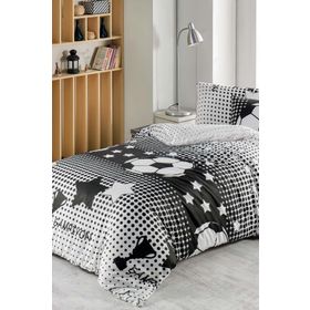 Alak Home Taraftar Siyah-Beyaz Tek Kişilik Nevresim Takımı