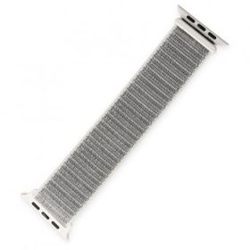 Alan Şanslı Apple Watch 42-44-45 mm Beyaz Hasırlı Cırtcırtlı Kordon
