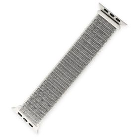 Alan Şanslı Apple Watch 42-44-45 mm Beyaz Hasırlı Cırtcırtlı Kordon