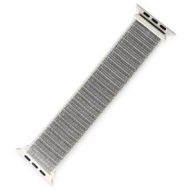Alan Şanslı Apple Watch 42-44-45 mm Beyaz Hasırlı Cırtcırtlı Kordon