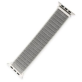 Alan Şanslı Apple Watch 42-44-45 mm Beyaz Hasırlı Cırtcırtlı Kordon