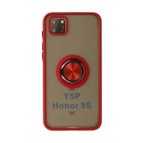 Alan Şanslı Huawei Y5P Montreal Yüzüklü Silikon Kapak Kırmızı Cep Telefonu Kılıfı