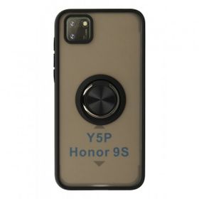 Alan Şanslı Huawei Y5P Montreal Yüzüklü Silikon Kapak Siyah Cep Telefonu Kılıfı