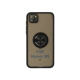 Alan Şanslı Huawei Y5P Montreal Yüzüklü Silikon Kapak Siyah Cep Telefonu Kılıfı