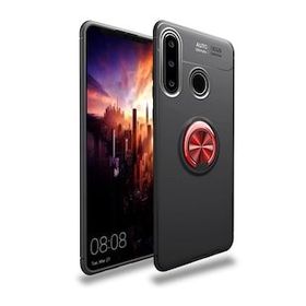 Alan Şanslı Huawei Y6P Range Yüzüklü Silikon Siyah Kırmızı Kılıf