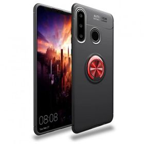 Alan Şanslı Huawei Y6P Range Yüzüklü Silikon Siyah Kırmızı Kılıf