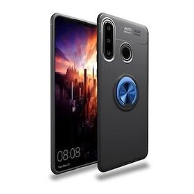 Alan Şanslı Huawei Y6P Range Yüzüklü Silikon Siyah Mavi Kılıf