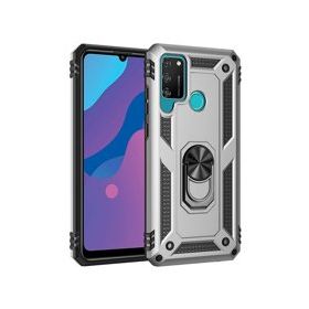 Alan Şanslı Huawei Y6P Sofya Yüzüklü Silikon Kapak Gümüş Kılıf