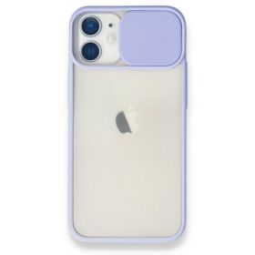 Alan Şanslı iPhone 11 Lila Palm Buzlu Kamera Sürgülü Silikon Kılıf