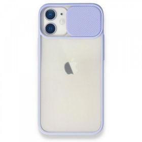 Alan Şanslı iPhone 11 Lila Palm Buzlu Kamera Sürgülü Silikon Kılıf