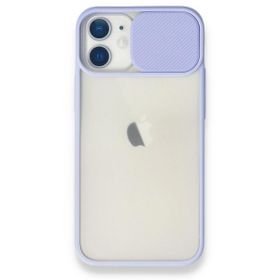 Alan Şanslı iPhone 11 Lila Palm Buzlu Kamera Sürgülü Silikon Kılıf