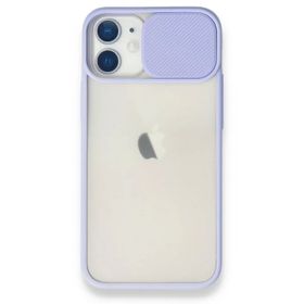 Alan Şanslı iPhone 11 Lila Palm Buzlu Kamera Sürgülü Silikon Kılıf