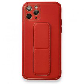 Alan Şanslı iPhone 11 Pro Kırmızı Coco Deri Standlı Kapak Kılıf