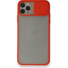 Alan Şanslı iPhone 11 Pro Kırmızı Palm Buzlu Kamera Sürgülü Silikon Kılıf