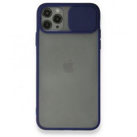 Alan Şanslı iPhone 11 Pro Lacivert Palm Buzlu Kamera Sürgülü Silikon Kılıf
