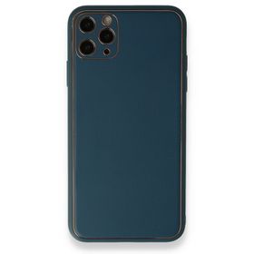 Alan Şanslı iPhone 11 Pro Mavi Coco Deri Silikon Kapak Kılıf