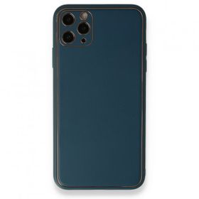 Alan Şanslı iPhone 11 Pro Mavi Coco Deri Silikon Kapak Kılıf