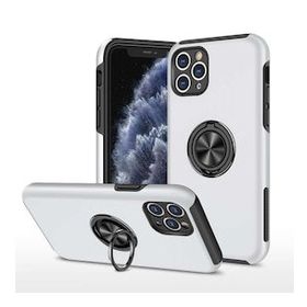 Alan Şanslı iPhone 11 Pro Max Elit Yüzüklü Kapak Gümüş Kılıf