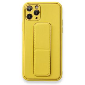 Alan Şanslı iPhone 11 Pro Sarı Coco Deri Standlı Kapak Kılıf