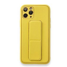 Alan Şanslı iPhone 11 Pro Sarı Coco Deri Standlı Kapak Kılıf