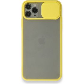 Alan Şanslı iPhone 11 Pro Sarı Palm Buzlu Kamera Sürgülü Silikon Kılıf