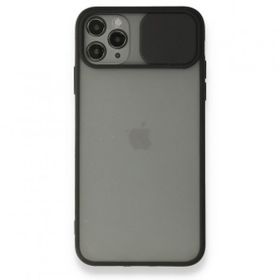 Alan Şanslı iPhone 11 Pro Siyah Palm Buzlu Kamera Sürgülü Silikon Kılıf