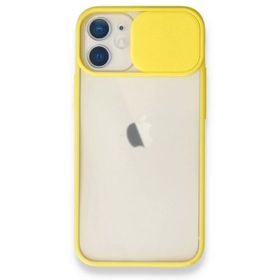 Alan Şanslı iPhone 11 Sarı Palm Buzlu Kamera Sürgülü Silikon Kılıf