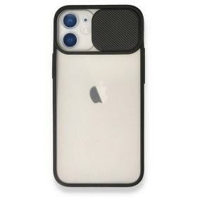 Alan Şanslı iPhone 11 Siyah Palm Buzlu Kamera Sürgülü Silikon Kılıf