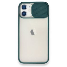 Alan Şanslı iPhone 11 Yeşil Palm Buzlu Kamera Sürgülü Silikon Kılıf