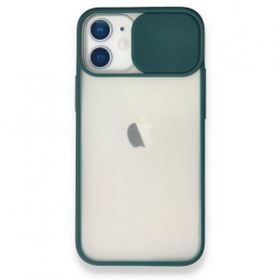 Alan Şanslı iPhone 11 Yeşil Palm Buzlu Kamera Sürgülü Silikon Kılıf
