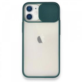 Alan Şanslı iPhone 11 Yeşil Palm Buzlu Kamera Sürgülü Silikon Kılıf