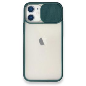 Alan Şanslı iPhone 11 Yeşil Palm Buzlu Kamera Sürgülü Silikon Kılıf