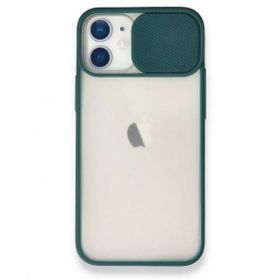 Alan Şanslı iPhone 11 Yeşil Palm Buzlu Kamera Sürgülü Silikon Kılıf