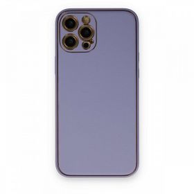 Alan Şanslı Iphone 12 Açık Lila Pro Coco Deri Silikon Kapak Kılıf