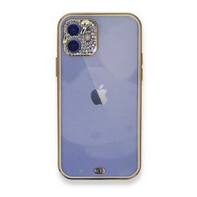 Alan Şanslı iPhone 12 Beyaz Liva Taşlı Silikon Kılıf