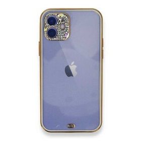 Alan Şanslı iPhone 12 Beyaz Liva Taşlı Silikon Kılıf