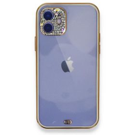 Alan Şanslı iPhone 12 Beyaz Liva Taşlı Silikon Kılıf