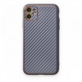 Alan Şanslı iPhone 12 Coco Karbon Silikon Gri Cep Telefonu Kılıfı