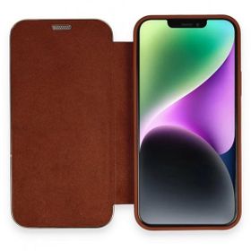 Alan Şanslı iPhone 12 Dolpin Kapaklı Kahverengi Cep Telefonu Kılıfı