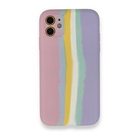Alan Şanslı iPhone 12 Ebruli Lansman Silikon Pembe Lila Cep Telefonu Kılıfı